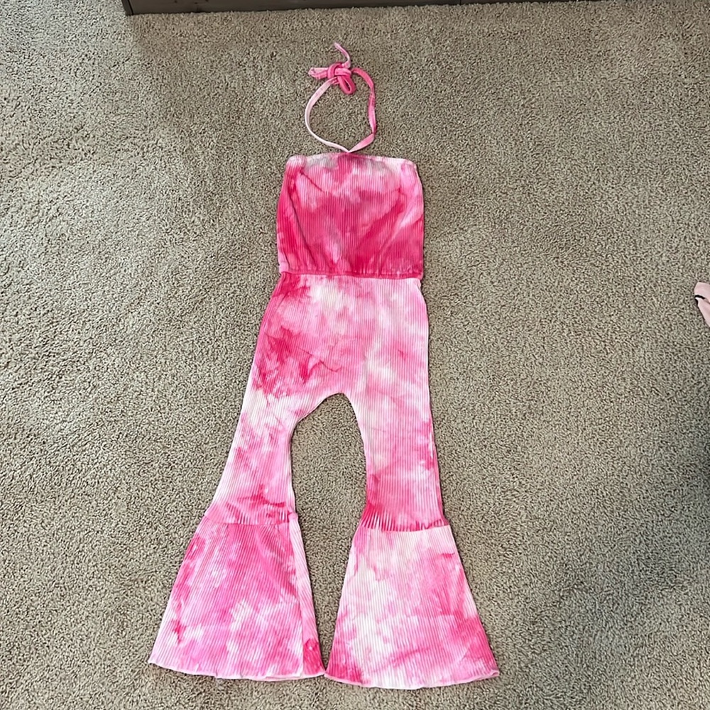 Boutique halter one piece with bell bottoms